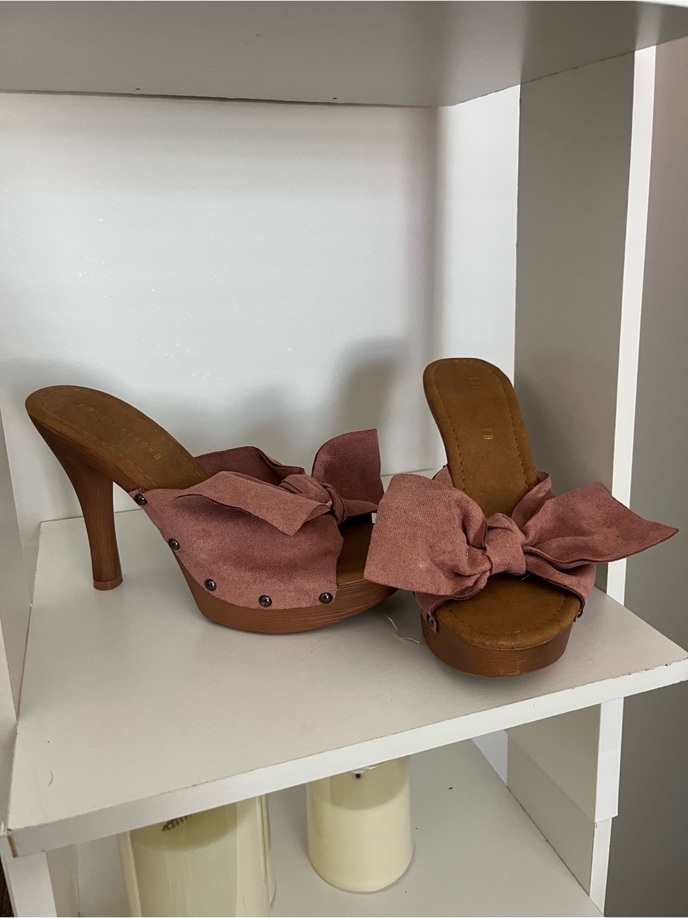 Fashion Nova Rose Mauve Bow Platform Mules